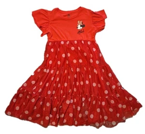 Disney MINNIE MOUSE Girls XL 14/16 Dress Mesh Tutu Tulle Red Polka Dots Tiered - Picture 1 of 13