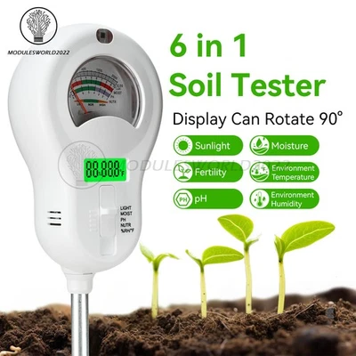 6 in 1 Digital Soil Tester PH Moisture Fertility Temperature Sunlight Plant Test - Image 1 of 4