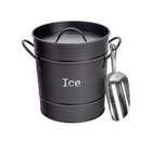 Vintage Metal Ice Bucket with Scoop - Black