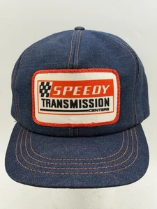 Cappello camionista vintage Speedy centri trasmissione denim snapback toppa berretto contadino - Foto 1 di 8