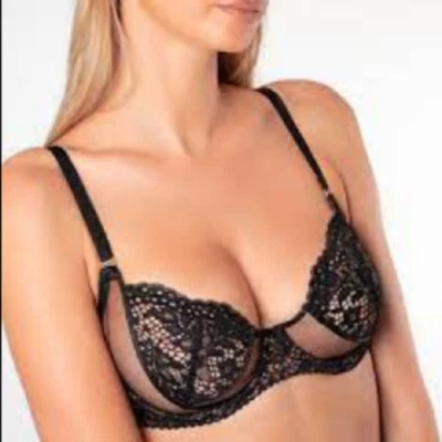  Dita Von Teese The Fauve Underwire Demi Cup Bra D59037 Size 34D Black - Image 1 of 4