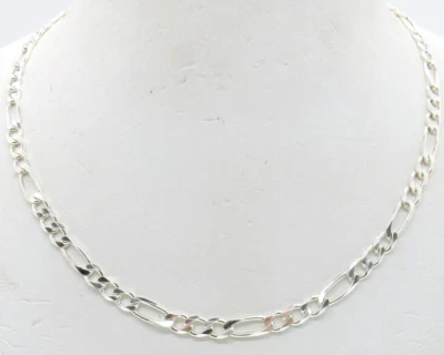 НОВЫЕ МУЖСКИЕ СЕРЕБРО .925 РОДИЯ ПОКРЫТИЕМ 30 «БРИЛЛИАНТОВАЯ ОГРАНКА FIGARO ЦЕПОЧКА - Изображение 1 из 4