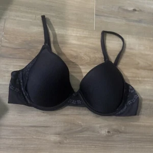 Vintage Lily Of France Bra 36B Underwire Black Lace Trim Nice - Picture 1 of 8