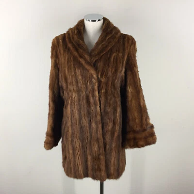 Vintage Genuine Fur Coat Rabbit Brown Red M L boho chic Classic Wow Trendy - Image 1 of 4