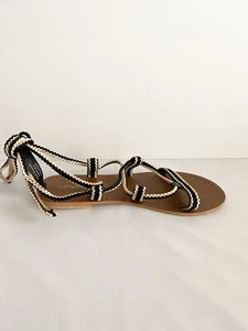 TOP SHOP Black/Beige Textile Sandals size 8 - Picture 1 of 6