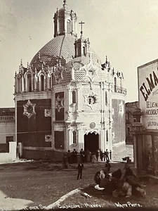 Antique Mounted Photo Spring Chapel Over Spring Guadalupe Mexico 1890s - Picture 1 of 4