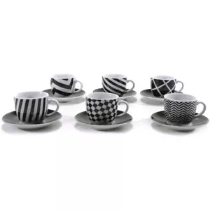 Set 6 Tazzine Caffè con Piattini in Ceramica Design Moderno Tazze - Foto 1 di 6