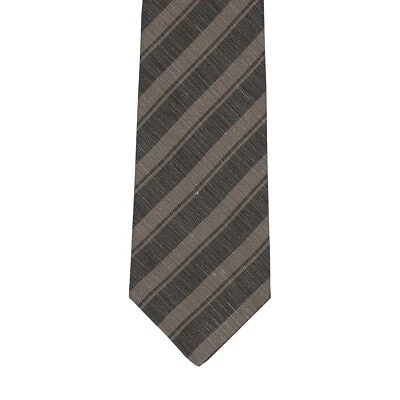 Kiton Napoli 7 - Pliegue Corbata Regimiento Gris Marrón Seda / Lino 148cm-8.5cm - Imagen 1 de 2