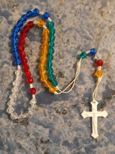 Multi Colored Pro Life Teaching Plastic Bead Rosary - Picture 1 of 4