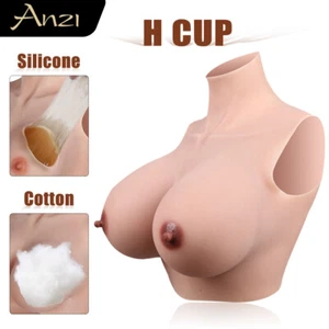 H Cup Silicone Breast Forms Fake Boobs Breastplates For Drag Queen Crossdresser - Picture 1 of 15