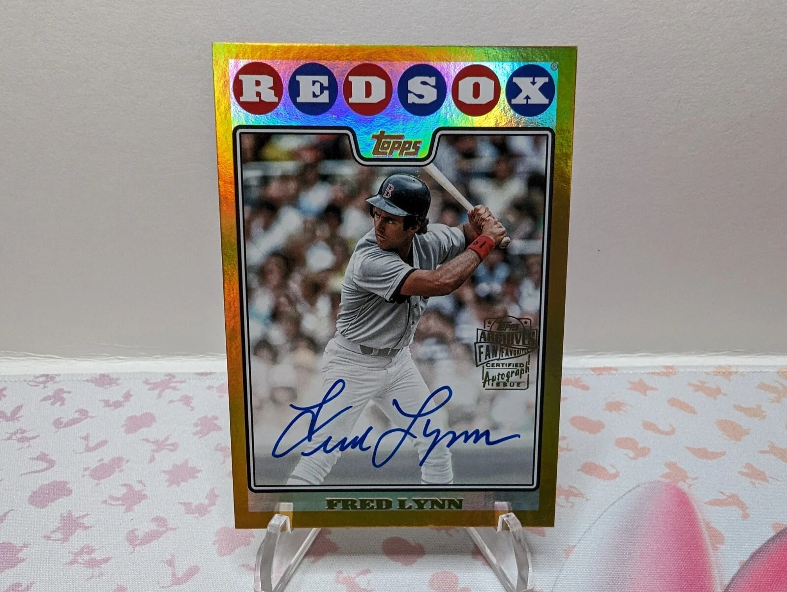 2023 Topps Archives Fred Lynn 2008 Fan Favorite #08FF-FL Auto Gold Foil #21/50