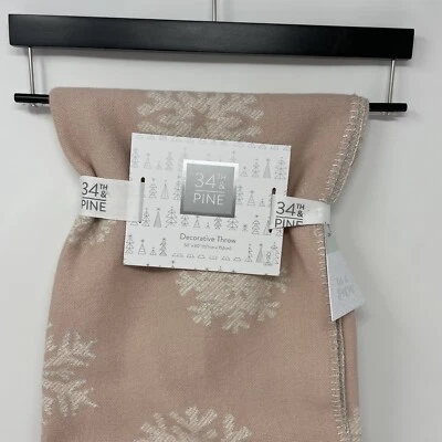 34th & Pine 50x60" Decorative Throw Blanket Snowflakes Pale Pink - Image 1 of 4