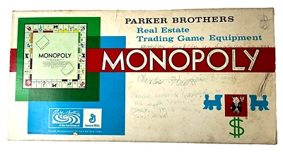 Equipo de juego de mesa de comercio de bienes raíces Monopoly Parker Brothers 1961 de colección Foto 1 de 4