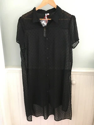 ELLE Black "Brilliant Baubles" Button Down Dress NWT - Size Extra Large/XL - Image 1 of 3