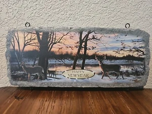 Bradford Exchange Welcome To The Wilderness Happy New Year Deer Sign Jim Hautman - Picture 1 of 8