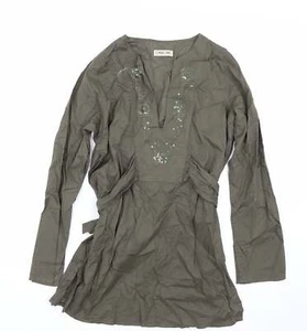 Cherokee Womens Green Floral Cotton Blend Blouse Size 10 - Picture 1 of 12