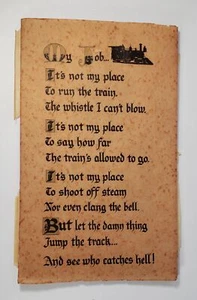 Railroad Train Poster Poem Wall Art Parchment Print Transportation READ  TR - Imagen 1 de 6