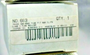 COOPER BUSSMANN NO. 616 CLASS H FUSE REDUCER MAKES 60A/600V FUSE FIT 100A CLIPS - Picture 1 of 8