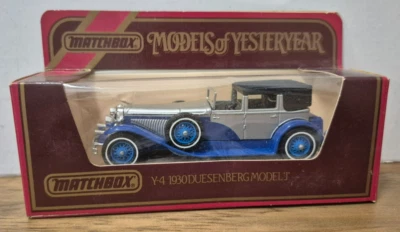 Y 4 1930 Duesenberg J Towncar blau Models of Yesteryear Matchbox in J Box Weißwa - Bild 1 von 2