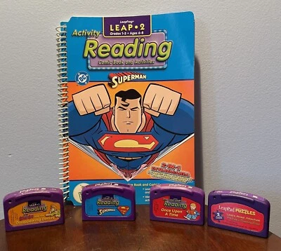 LeapFrog LeapPad Reading Games Cartridges Superman Book Scooby Doo Pooh Puzzles - Image 1 of 4