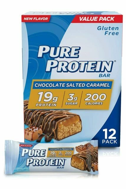 Pure Protein Chocolate Salted and Caramel Protein Bar, 19g - 12 Count