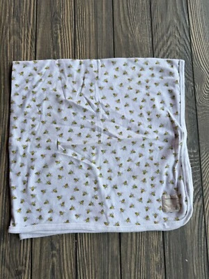 Burts Bees Baby Organic Cotton Bee Print Blanket White & Yellow One Size Foto 1 de 4