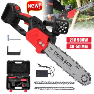 12" Cordless Chainsaw 21V Brushless Electric Handheld Chain Saw +Battery&Charger - Picture 1 of 12
