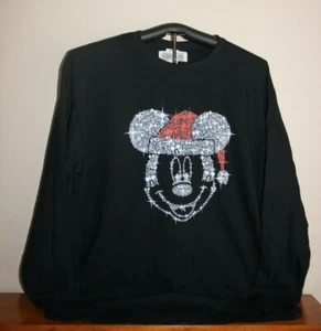 Christmas Mouse wearing a Christmas hat Long Sleeve T-Shirt, X-Large, Black - Picture 1 of 5