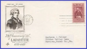 USA4 #1097 ADDR ARTCRAFT FDC   Lafayette Bicentenary - Picture 1 of 1