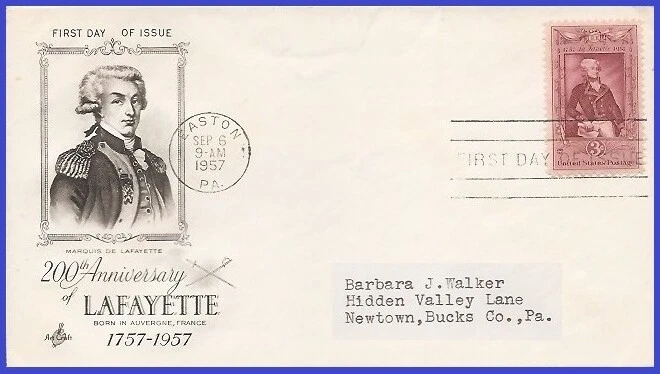 USA4 #1097 ADDR ARTCRAFT FDC   Lafayette Bicentenary - Image 1 of 1