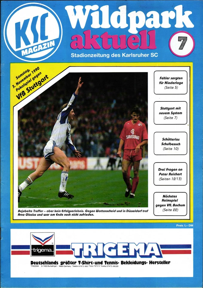 DFB-Pokal 90/91 Karlsruher SC - VfB Stuttgart, 03.11.1990 - Bild 1 von 1