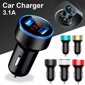 3.1A USB Car Cigarette Phone Charger Voltmeter Lighter Digital LED Accessories - Picture 1 of 20