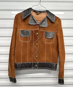 Brillante Chaqueta Abrigo Damas Cuero Latigo West Años 70 Años 80 11/12 - Imagen 1 de 11