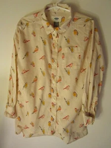 Old Navy Girl's Sheer White L/S Button Down Tunic Shirt with Birds Size XS (5) - Picture 1 of 9