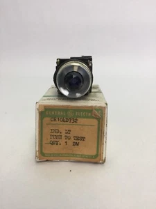 GE CR104D732 MINIATURE OILTIGHT INDICATOR LIGHT BLUE PUSH-TO-TEST 115V AC/DC - Picture 1 of 8