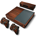 Xbox One Console Controllers Bundle Skin Decal Sticker Set- Dark Wood Design