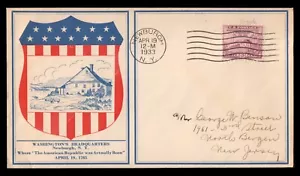 1932 US 727 purple Peace Proclamation Patriotic Shield, Washington HQ Cachet FDC - Picture 1 of 1