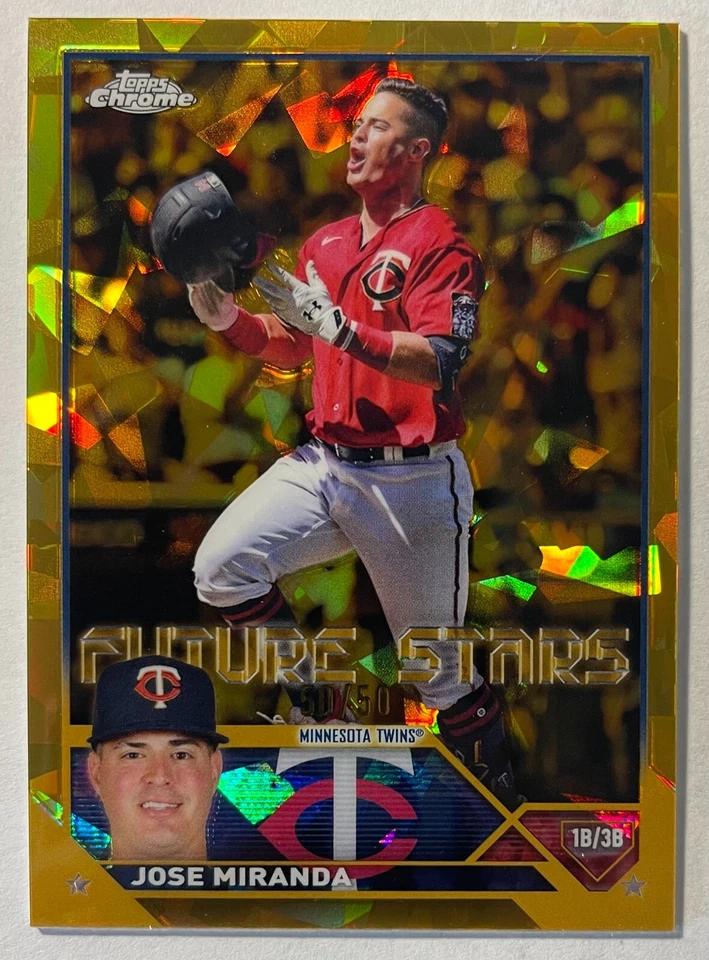 2023 Topps Chrome Sapphire Jose Miranda Future Stars GOLD 50/50 Bookend serial - Image 1 of 2