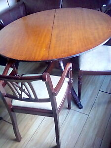 Mahogany Solid Wood Extendable dining table and 2 chairs dining room furniture