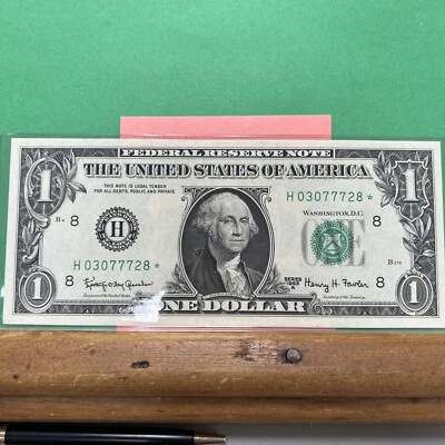 $1 Federal Reserve Star Note Unc. 1963A Mint Condition H 03077728 - Image 1 of 4
