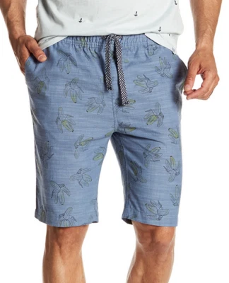 Sovereign Code Plot Printed Shorts Banana/Navy L NWT $59 - Image 1 of 3