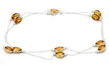 925 Sterling Silver Hessonite Garnet Gemstone Jewelry Necklace Size-30-32