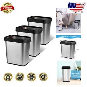 3er Set rechteckige Edelstahl Mülleimer - ideal für Küche & Büro - Bild 1 von 10