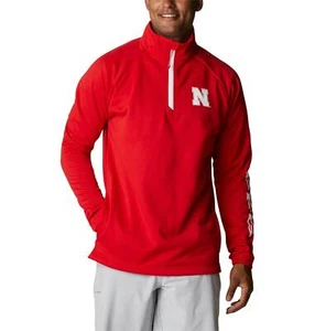 Columbia Herren Nebraska Cornhuskers Tackle Fleece 1/4 Reißverschluss PFG Jacke rot Large - Bild 1 von 6