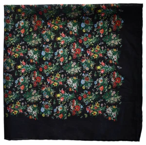 New GUCCI Black/Multi FLORAL Print 100% COTTON Handkerchief - Picture 1 of 10