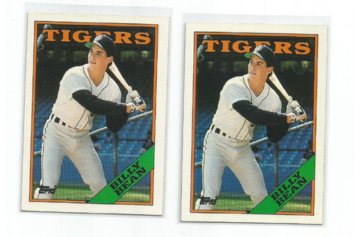 BILLY BEAN (Detroit Tigers) 1988 TOPPS BASEBALL RC CARDS-LOT OF (2 ...