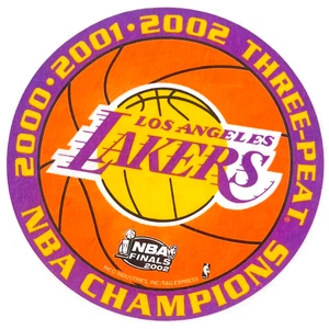 2002 Los Angeles Lakers Champions 3 PEAT NBA Basketball Round Sign - Picture 1 of 3