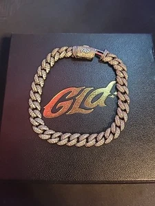 8.5mm GLD Link Bracelet in White Gold 14k White Gold Plated / 9" Original Box! - Picture 1 of 8