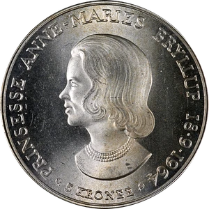 Denmark 1964 Five (5) Kroner ICG MS65 KM#854 - Princess Anne Marie - Picture 1 of 4