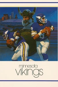 Cartel de metal vintage de los Minnesota Vikings equipo de la NFL arte domo estadio 12x8 pulgadas - Imagen 1 de 1
